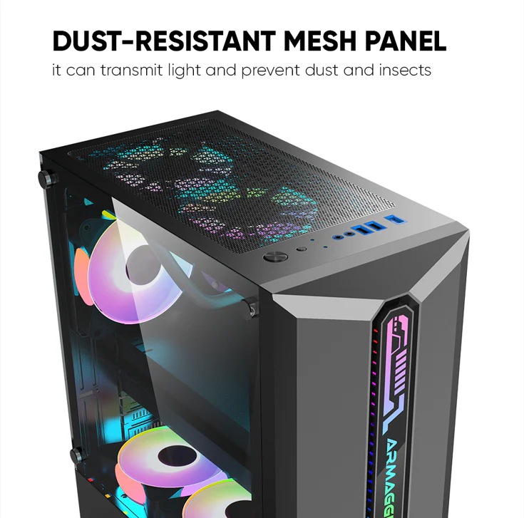 Armaggeddon Tritron Pro 300 ATX Gaming Case with 3x ARGB Fans - Black (NEW SEALED) - Image 8