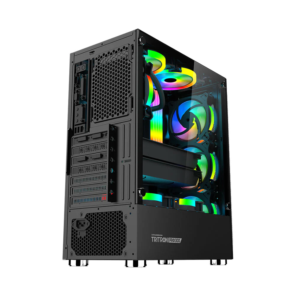 Armaggeddon Tritron Pro 300 ATX Gaming Case with 3x ARGB Fans - Black (NEW SEALED) - Image 9