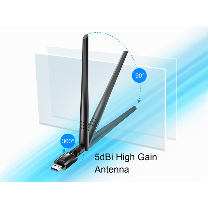 Cudy Dual Band WiFi 5 1300Mbps 5dBi USB 3.0 Adapter | WU1400 (NEW SEALED) - Image 2