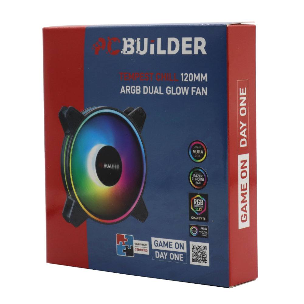 PCBuilder Tempest Chill 120MM ARGB Dual Glow Fan (NEW) - Image 2
