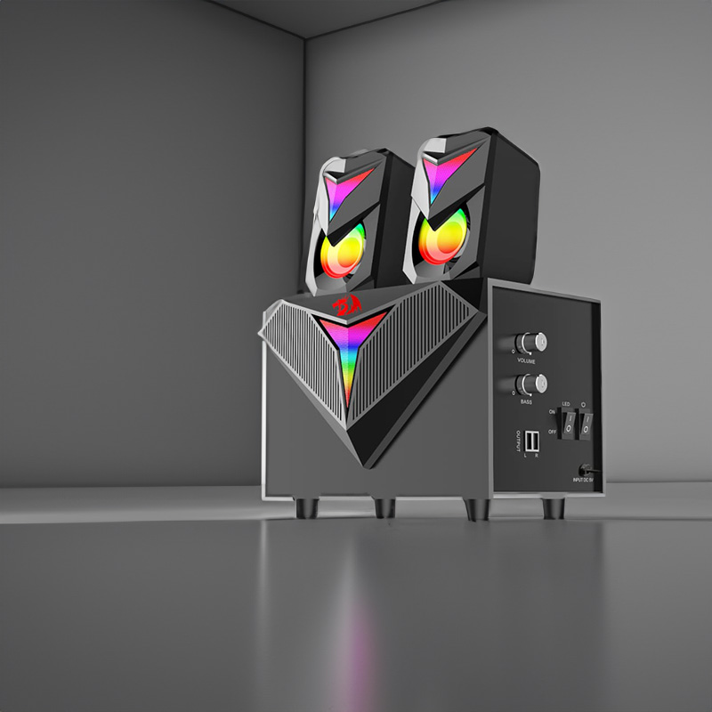 REDRAGON 2.1 Satellite Speaker TOCCATA RGB 11W Gaming Speaker – Black - Image 2